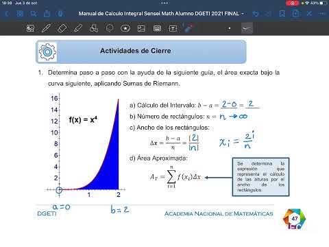 Manual de Cálculo Integral alumno DGETI Sumas de Riemman X^4 página 47