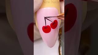 Easy Cherry Nail Art Step-by-Step For Beginner 💖Vẽ Móng💅New Nails #short