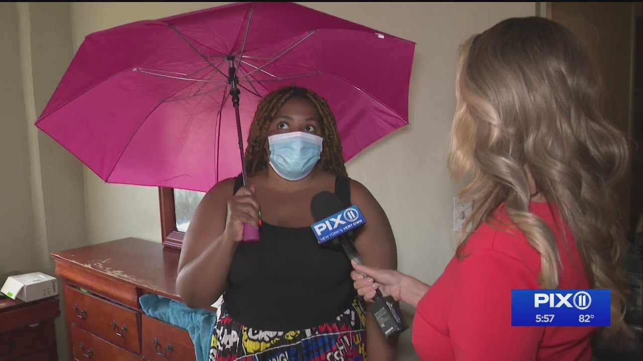 Brooklyn mom forced to use umbrella inside leaky NYCHA home