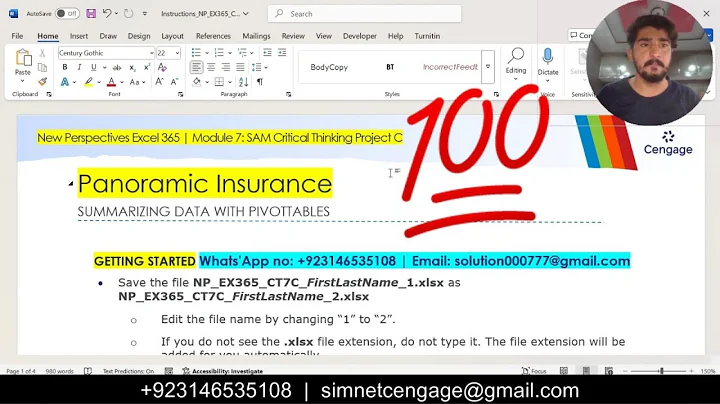 New Perspectives Excel 365 | Module 7: SAM Critical Thinking Project C #PanoramicInsurance