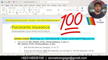 New Perspectives Excel 365 | Module 7: SAM Critical Thinking Project C #PanoramicInsurance