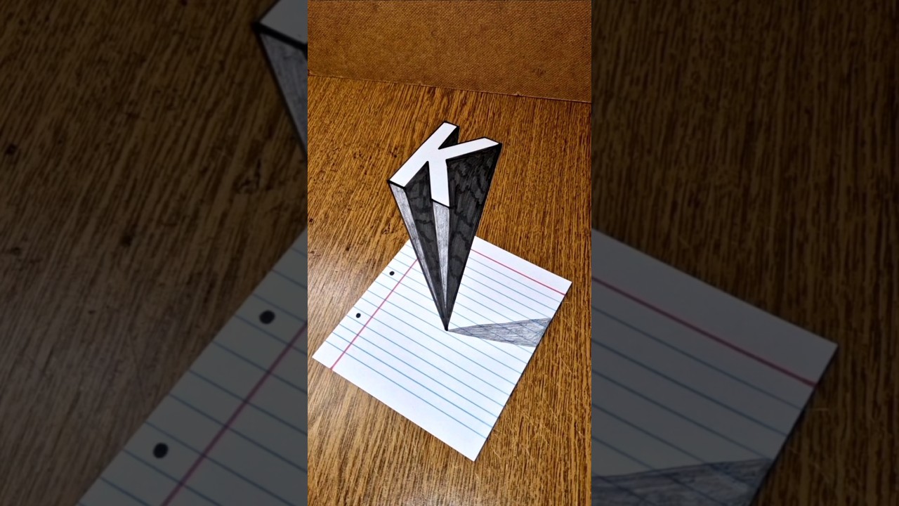 Amazing 3D Letter (K) Real Illusion On Paper 😲 #3dart #3ddrawing #drawingtutorial  #paperart #easy3d