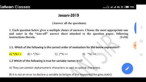 O level M3-R4 Programming In C language solved January 2019 paper