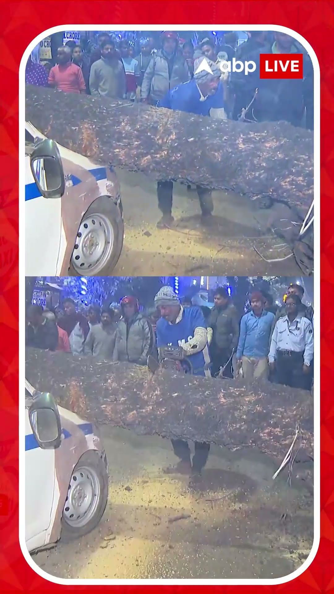 হঠাৎ পরপর গাড়ির উপর উপড়ে পড়ল গাছ ! ভেঙে চুরমার ২টি গাড়ি