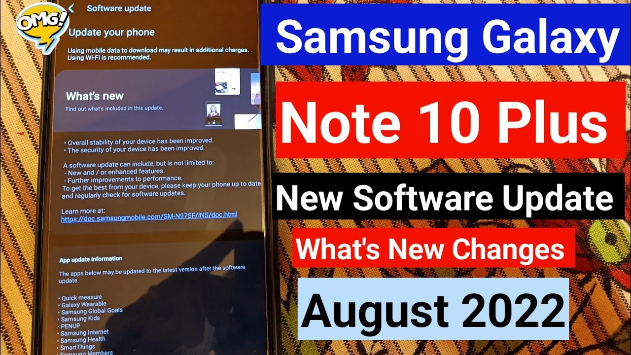 Samsung Galaxy Note 10 Plus New Update August 2022 | Samsung Note 10 ...