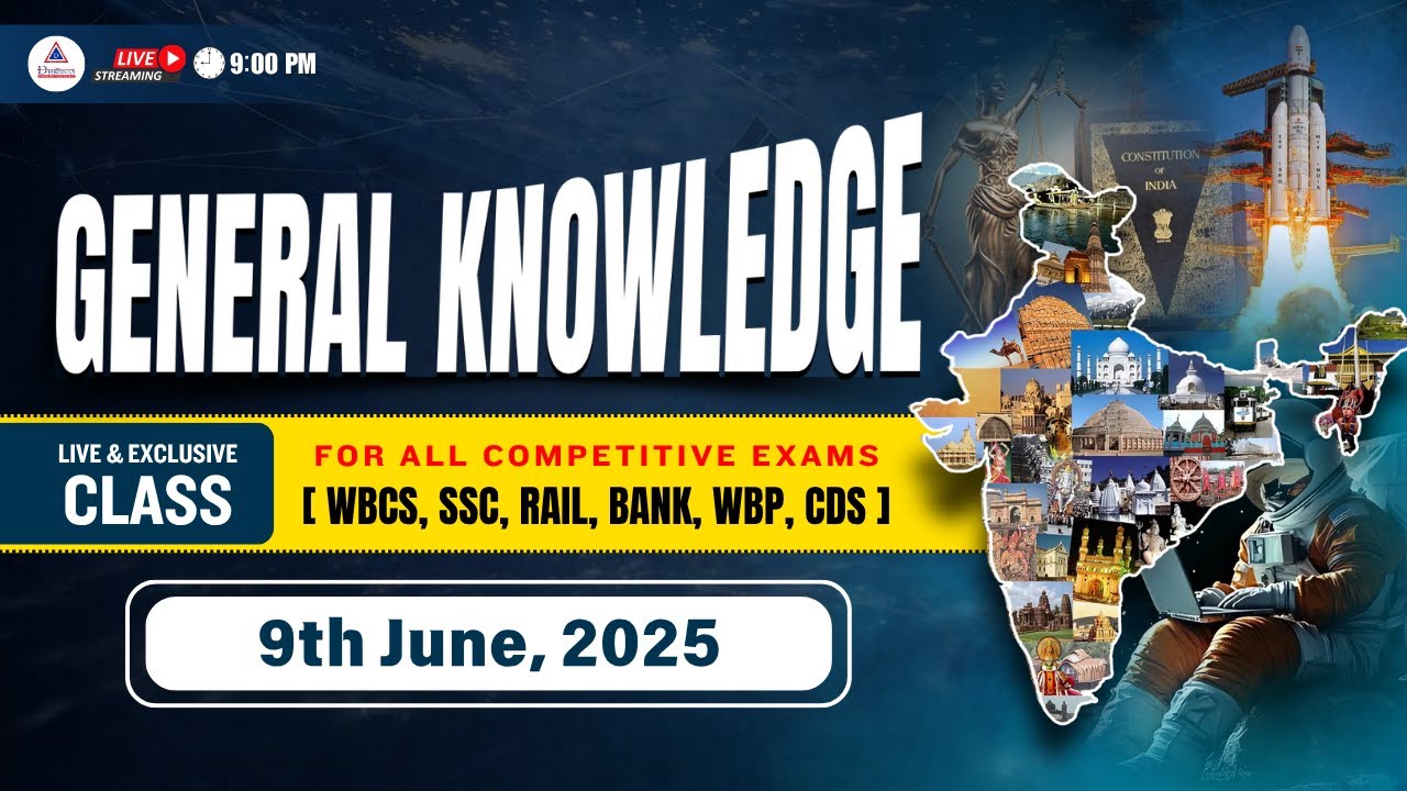 Important General Knowledge Live Class of 9th June for 