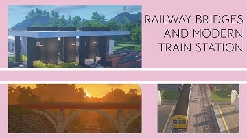 MODERN railway bridges and MODERN TRAIN STATION in IMMERSIVE RAILROADING | Minecraft Build Timelapse