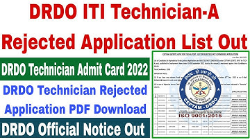 DRDO CEPTAM 10 Technician A Rejected Application PDF Out 🔥 DRDO Technician A Admit Card 2022 😊