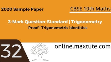 Class 10 Math CBSE Sample Paper 2020 -Standard | Question 32 | 3-Mark Question | Trigonometry