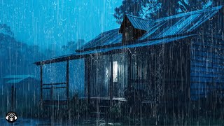 Eliminate Insomnia with Heavy Rain \& Rumbling Thunder on Frayed Tin Roof on the Farm in Quiet Night