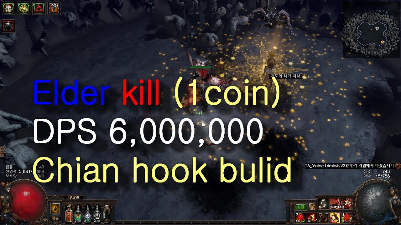 [poe] DPS 6,000,000 chian hook end game elder kill YouTube