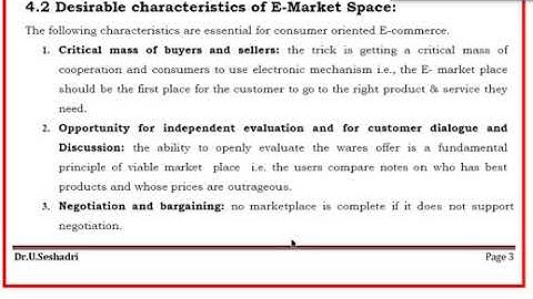 E COMMERCE UNIT 4 CHARACTERISTICS OF E MARKETPLACE
