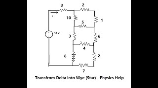 Physics Help: Transform Delta into Wye (Star) - Find the current with the square and resistors