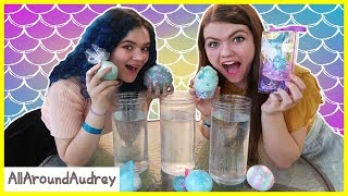 Mermaid Bath Bomb Challenge Ft. KittiesMama / AllAroundAudrey