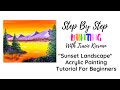 &quot;Sunset Mountain Landscape&quot; Acrylic Painting Tutorial For Beginners