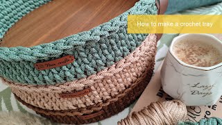 DIY I How to make a crochet tray using a timber tray base I Ahşap tabanlı tepsi yapımı (Version 2)