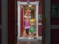 Girls Chipmunks Open The Red Door