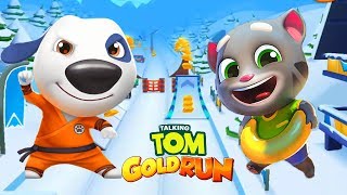 Talking Tom Gold Run - KUNG FU HANK vs Talking Tom - Snowboard Race World ipad Gameplay screenshot 5