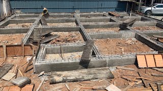 Ground Beam Foundation Construction - Steel Rebar Reinforcement | Reinforced Concrete Pouring Work