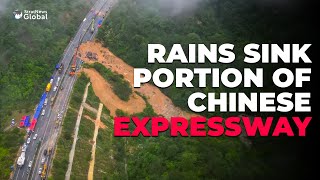 Road Collapses In China's Guangdong Province | #china #guangdong #rain by StratNewsGlobal 1,391 views 7 days ago 1 minute, 42 seconds