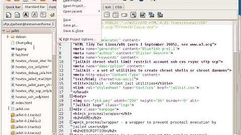 Bluefish: working with projects