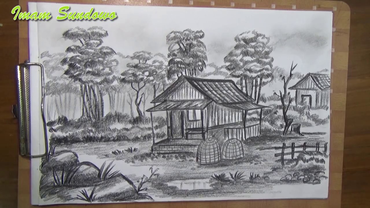 Menggambar Pemandangan Rumah Tua Menggunakan Pensil YouTube