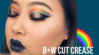 Rainbow Black + White Cut Crease Tutorial | Jasmine Diamond