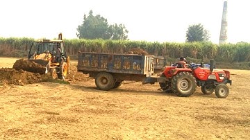 Mahindra Arjun tractor 555 Di JCB 3DX plus machine loader mitti  trolley loading video