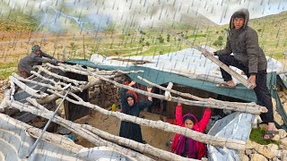 Real Nomadic Family Life in the Mountains | Primitive Shelter, Cave Survival & Deadly Storms