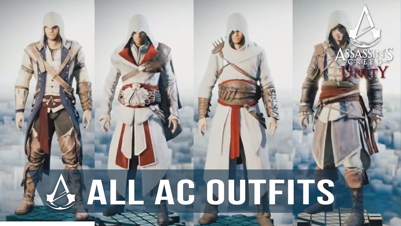 Assassin's Creed Unity - All Outfits Altair, Ezio, Connor, Edward and Shay  - YouTube