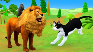 होशियार बिल्ली और बड़ा शेर नैतिक कहानी Hindi Kahaniya- Panchatantra Moral Stories- Hindi Fairy Tales screenshot 2