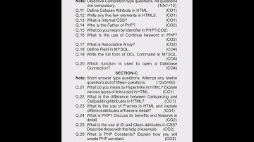 #HSBTE Diploma 5th Semester Computer Engineering Sample Paper of Web Development Using PHP