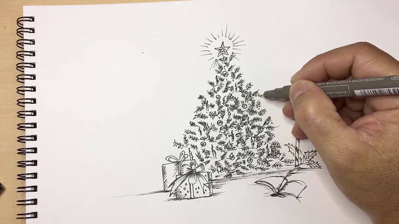 How to Draw a Christmas Tree - YouTube