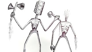 How to draw Traffic Light Head attacked Siren Head, Hathor Art