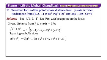 Show that locus of the point whose distance from y-axis is thrice its distance from (1,2,-1) is
