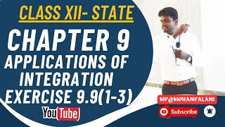 12th State Mathematics| Chapter 9- Applications of Integration- Exercise 9.9(1-3)| In Tamil