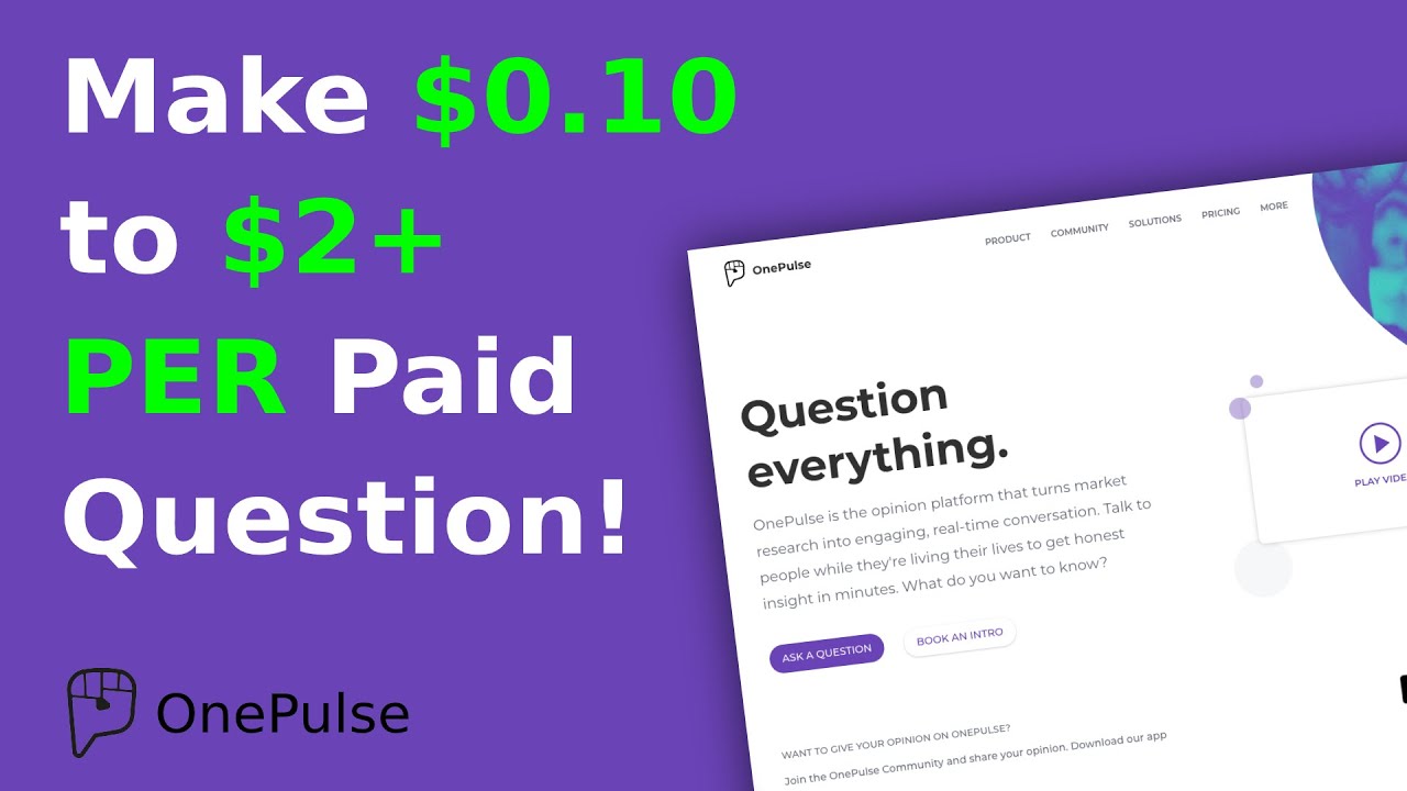 💰OnePulse App - Make Money Online Answering Short Surveys