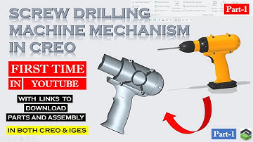 " DRILLING MACHINE " PART-1 in Creo. Full tutorial with detailed explanation.