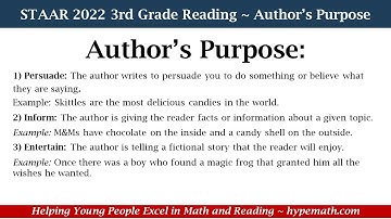 2022 STAAR Reading ~ 3rd Grade (Author