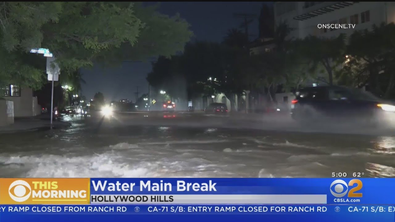 Water Main Break Creates Sinkhole In Hollywood Hills Neighborhood - YouTube