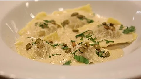Pumpkin Ravioli with Cream Sauce