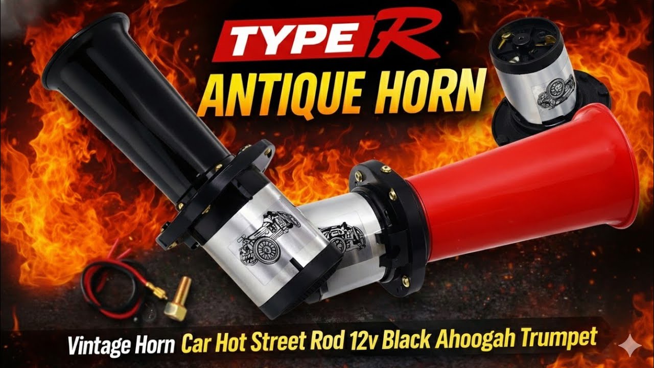 TYPE R ANTIQUE HORN | බව්වා හෝන් | Antique Vintage Horn Car Hot Street Rod 12v Black Ahoogah Trumpet
