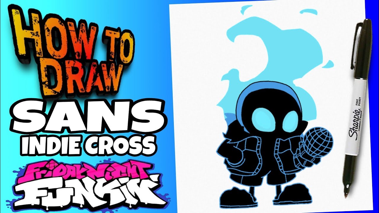 How To Draw FNF MOD Character - Nightmare Sans Easy Step by Step 