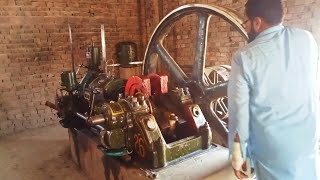 Power diesel engine 26hp start up || cold desi diesel engine starting || old black diesel engine