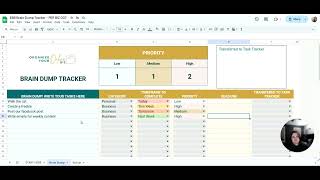 How to use the Brain Dump Tracker spreadsheet