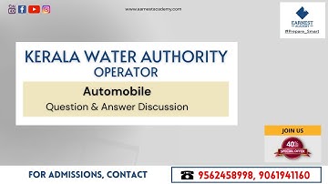 Kerala PSC | Kerala Water Authority - Operator | KWA Operator| PYQ - Auto Electrical System