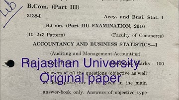 Bcom 3rd year exam paper 2016 ( Auditing and Management Accounting) | Dr. Ruchi Khandelwal