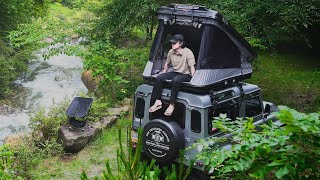Too Cold Summer Camping in the Rainy Secret Valley | Land Rover Defender | ASMR