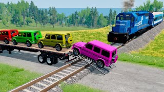 Flatbed Trailer Cars Transporatation with Truck - Pothole vs Car - BeamNG.Drive #4