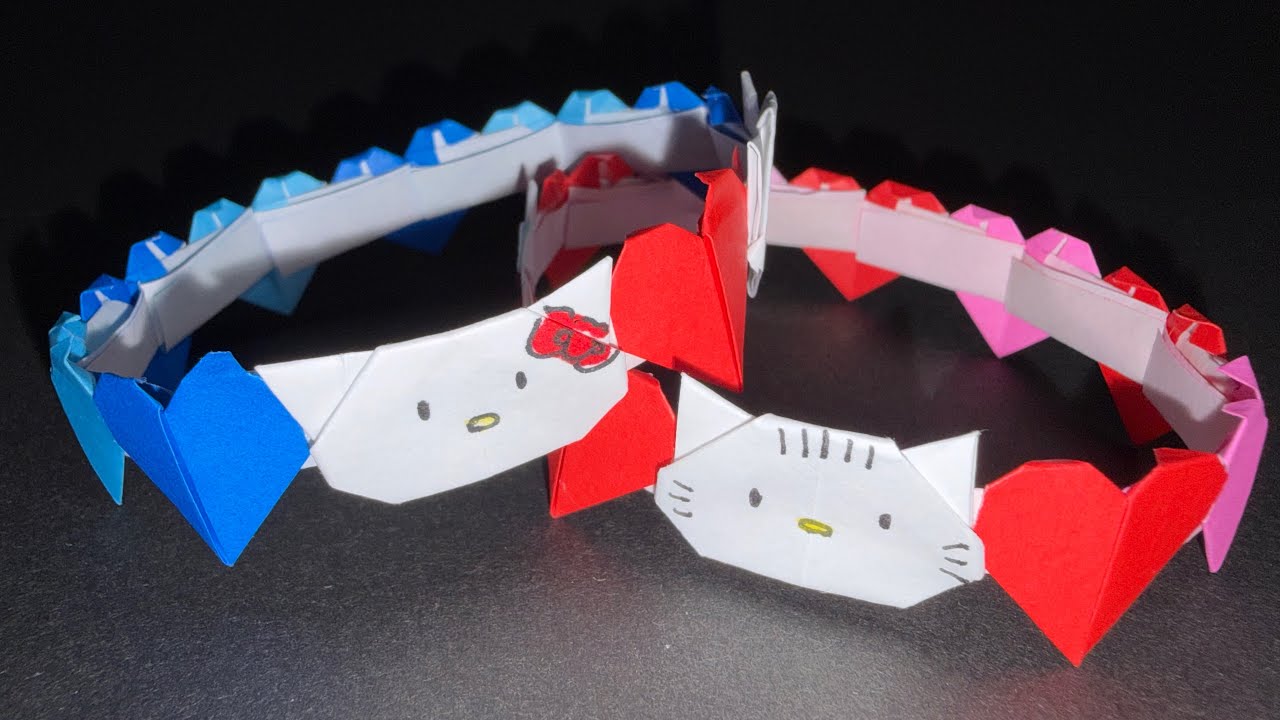 ❤️origami craft💙］How to make a Hello Kitty bracelet out of